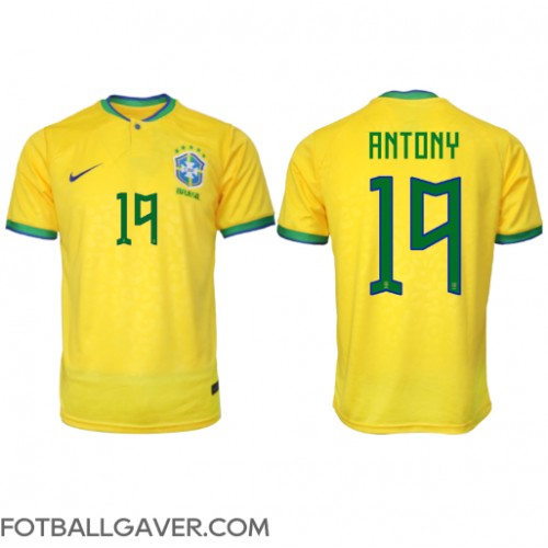 Brasil Antony #19 Fotballklær Hjemmedrakt VM 2022 Kortermet
